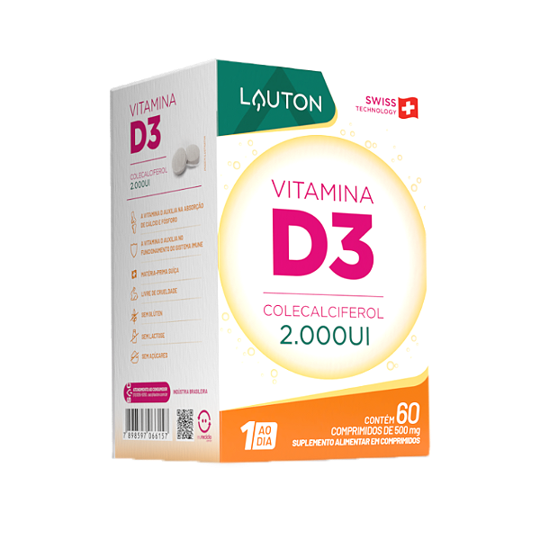 VITAMINA D3 60COMP 2000UI (1 AO DIA) LAUTON