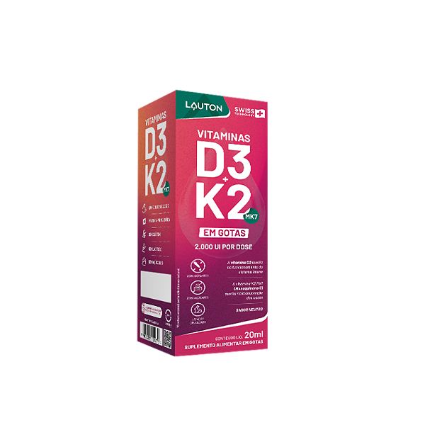 VITAMINA D3+K2 EM GOTAS 2000UI POR DOSE LAUTON