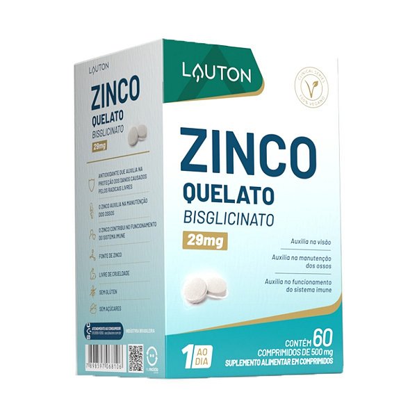 ZINCO QUELATO 500MG 60COMP (1 AO DIA) LAUTON
