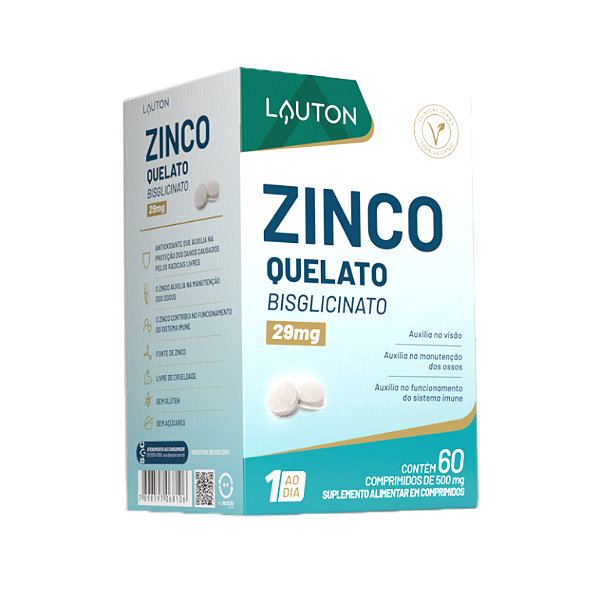 ZINCO QUELATO 500MG 60COMP (1 AO DIA) LAUTON