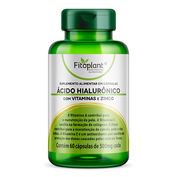 ÁCIDO HIALURONICO C/ VIT E ZINCO 500mg 60caps FITOPLANT