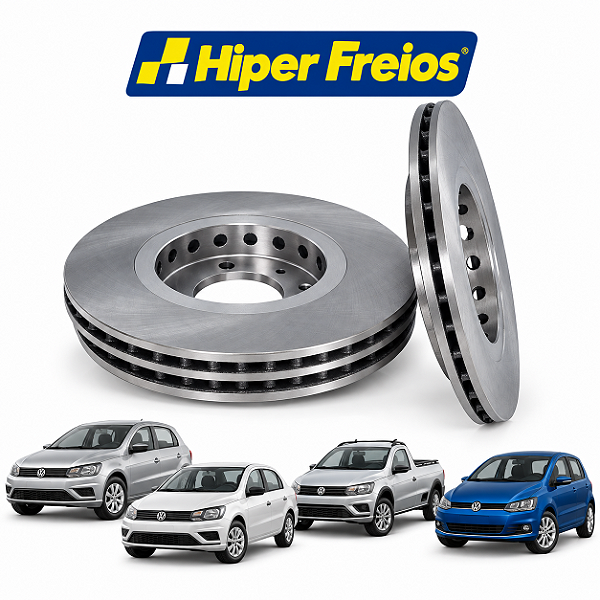 Jogo Disco de Freio Dianteiro Ventilado Gol G5 G6 G7 G8 1.0 8V Aro 14 Hipper Freios