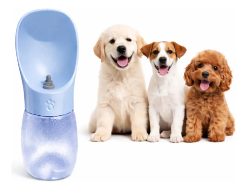 Garrafa Bebedouro Pet 350ml Com Alça Cães Gatos - Cores Azul