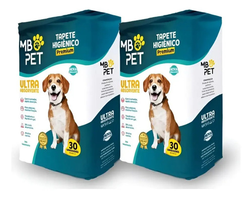 Kit 2 Tapete Higiênico Premium 60 Unidades - Mb Pet