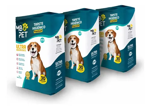 Kit 3 Tapete Higiênico Premium 90 Unidades - Mb Pet