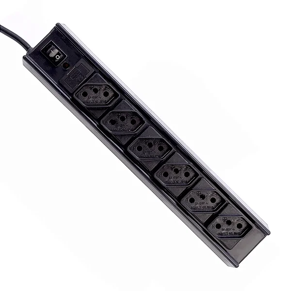 Filtro de linha 6 tomadas preto bivolt C3 Tech FL-61
