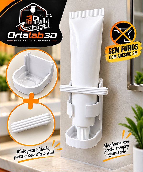 Kit Porta Pasta de Dente + Espremedor de Tubo – Impressão 3D