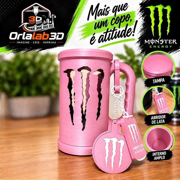 Copo Monster com Tampa e Abridor de Lata