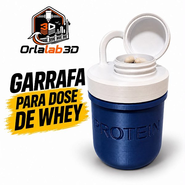 Garrafa para Dose de Whey com Porta Cápsulas