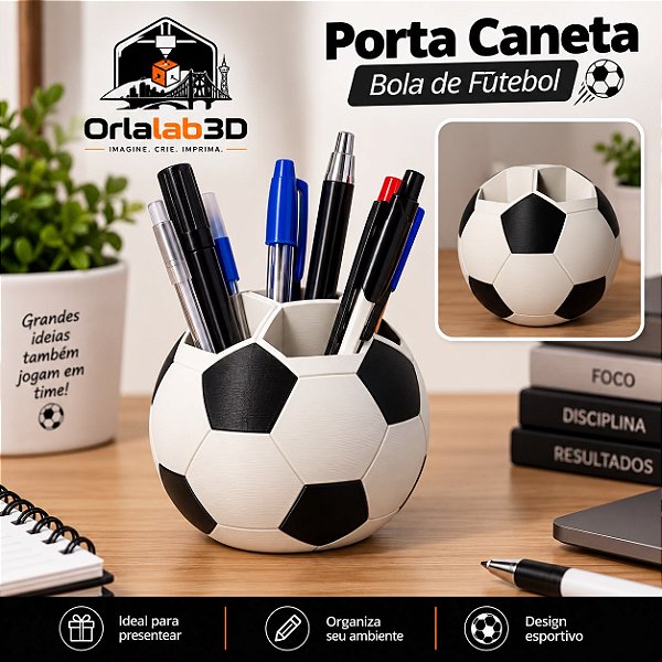 Porta-Caneta Bola de Futebol ⚽✏️