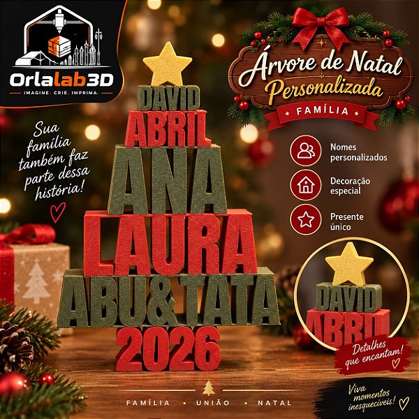 Árvore de Natal Personalizada – Família 🎄❤️