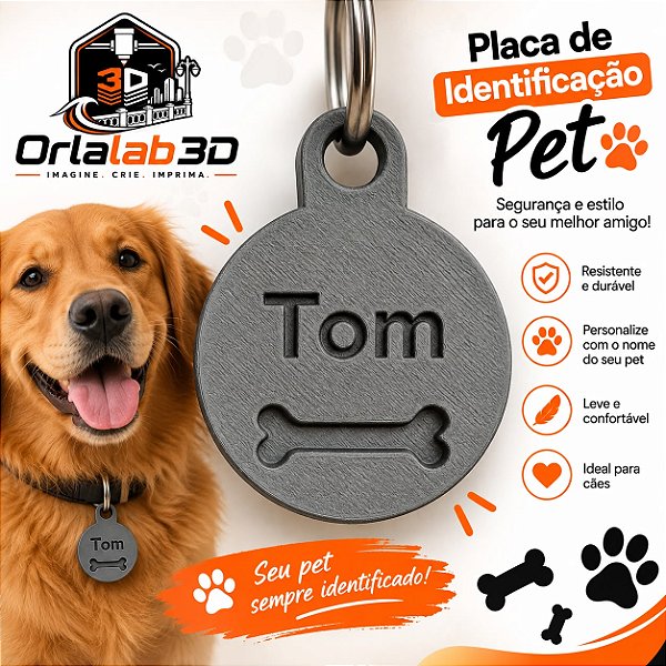 Placa de Identificação Pet Personalizada Redondo 🐾