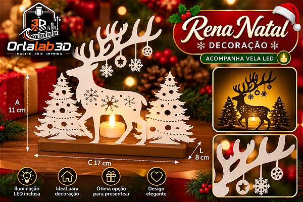 Rena Natal Decorativa com Vela LED 🎄🦌