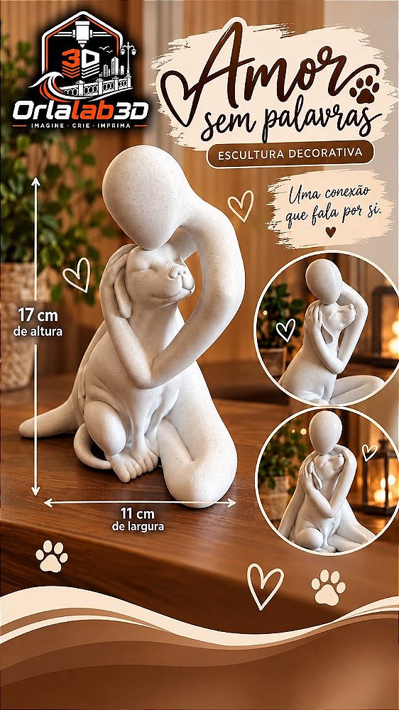 Escultura Decorativa Amor Sem Palavras 🐾❤️