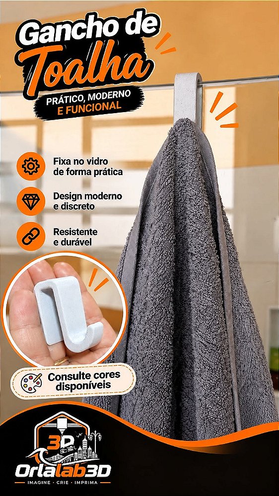 Gancho de Toalha para Box de Vidro