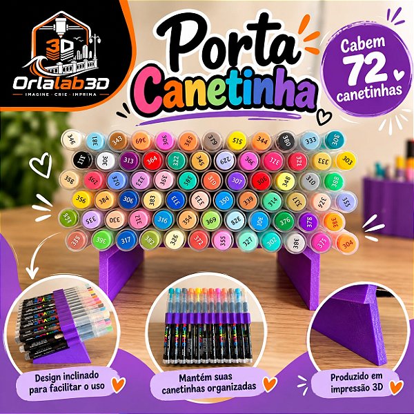 Porta Canetinhas Organizador – Capacidade para 72 Canetinhas