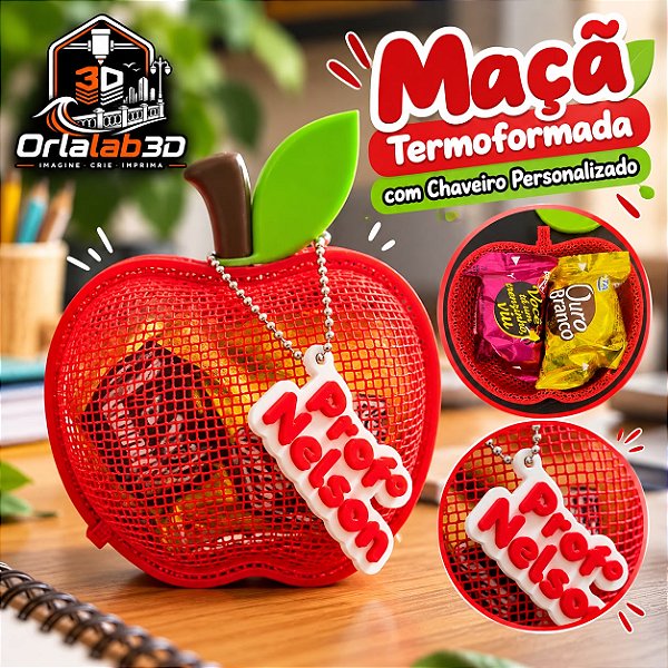 Maçã Termoformada com Chaveiro Personalizado