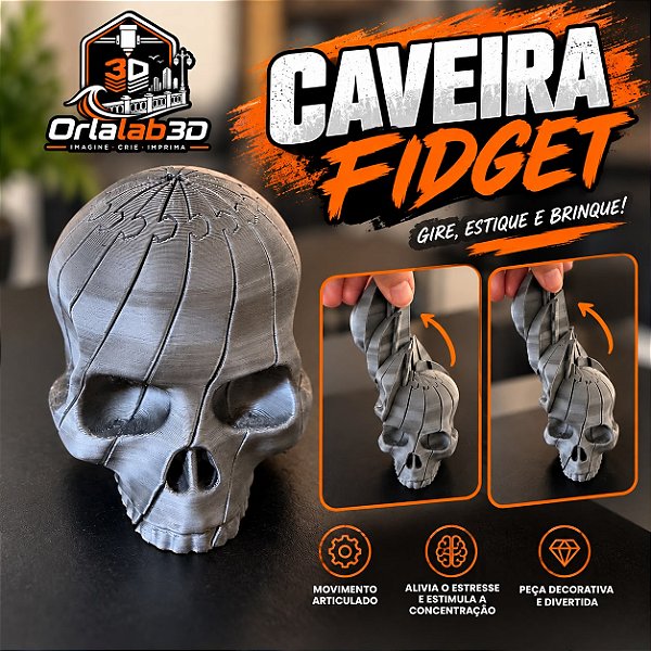 Caveira Fidget Articulada – Impressão 3D 💀