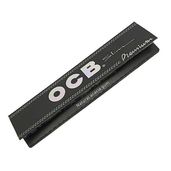 Seda OCB Slim Premium - Black - Papel Extra Fino - Queima Lenta - Natural Acacia Gum