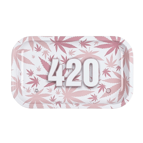 Bandeja Metal 420 Pink Leaves - Edição Feminina