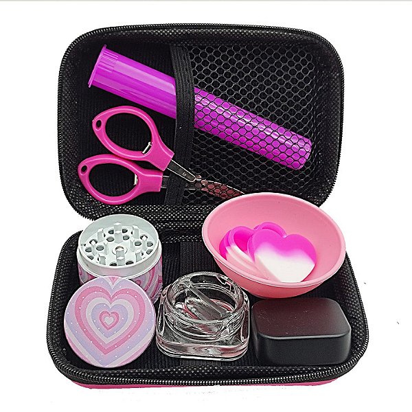 Kit 6 em 1 Rosa Heart Edition com Case
