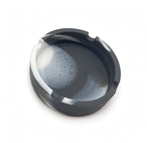 Cinzeiro Silicone Redondo Cinza Branco - Indestrutível 8cm