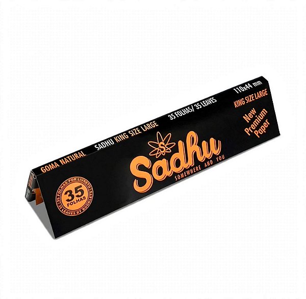 Seda Sadhu Preta King Size Large 35 Folhas - Premium Paper Goma Natural