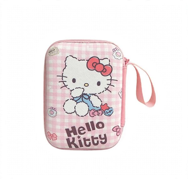 Case Hello Kitty - Rosa Xadrez Organizadora EVA Rígido com Alça