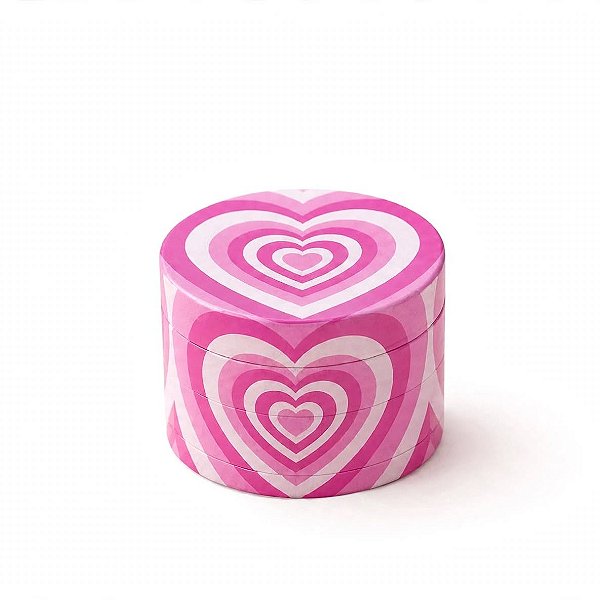 Dichavador de Metal Coração Rosa 40mm - 4 Partes com Peneira - Pocket