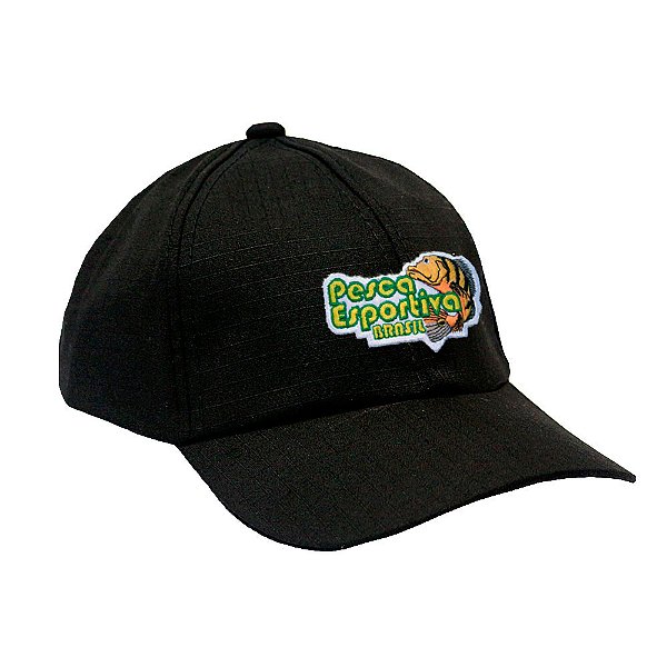 Boné Militar Ripstop Preto com Patch Pesca Esportiva Brasil