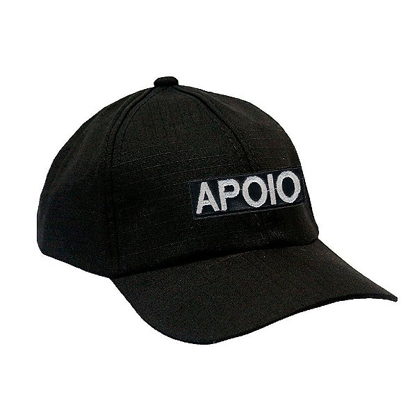 Boné Militar Rip Stop com Patch Aplicado Apoio | Preta