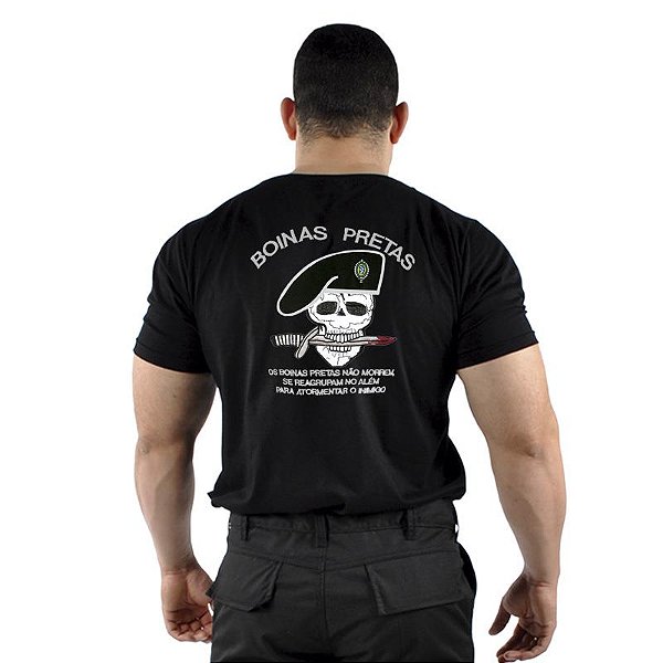 Camiseta Militar Bordada Boinas Pretas