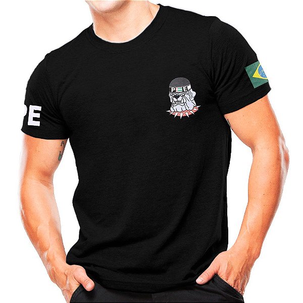 Camiseta Militar Preta Estampada Polícia do Exército