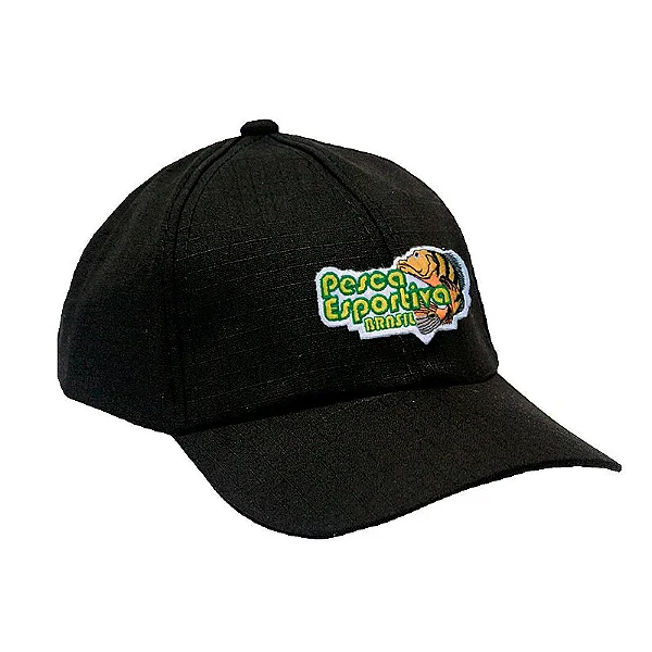 Boné Militar Ripstop Preto com Patch Pesca Esportiva Brasil