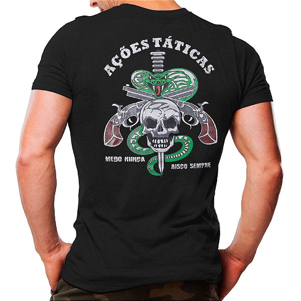 Camiseta Militar Estampada Ações Táticas