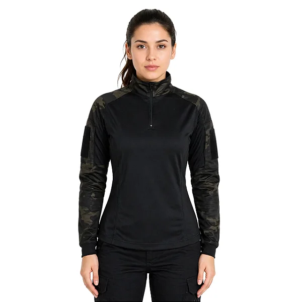 Combat Shirt Feminina Camuflada Multicam Black