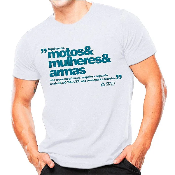 Camiseta Militar Estampada Motos Mulheres e Armas