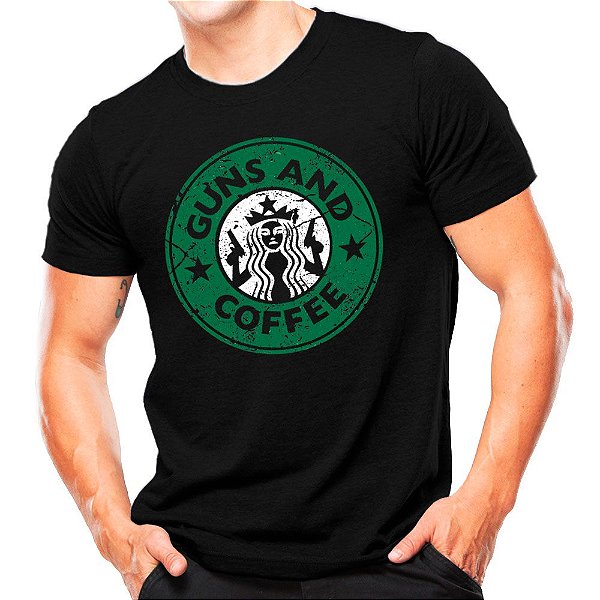 Camiseta Militar Estampada Guns and Coffe