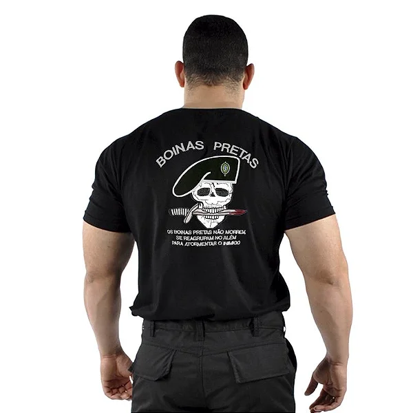 Camiseta Militar Bordada Boinas Pretas