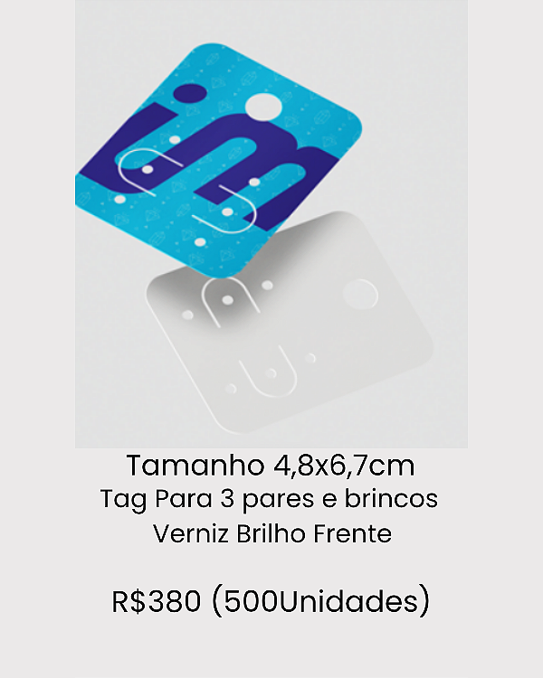 Cartela para 3 Pares de Brincos - 48x67mm (500 Unidades)