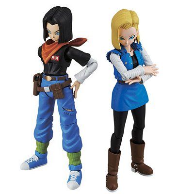 Conjunto 2 Estátuas Android 17 e 18 Dragon Ball