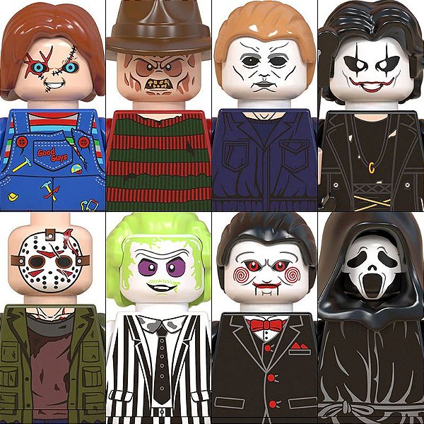 Conjunto com 16 Personagens Filmes Terror Halloween