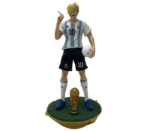 Estátua Sanji Vinsmoke Versão Messi - One Piece