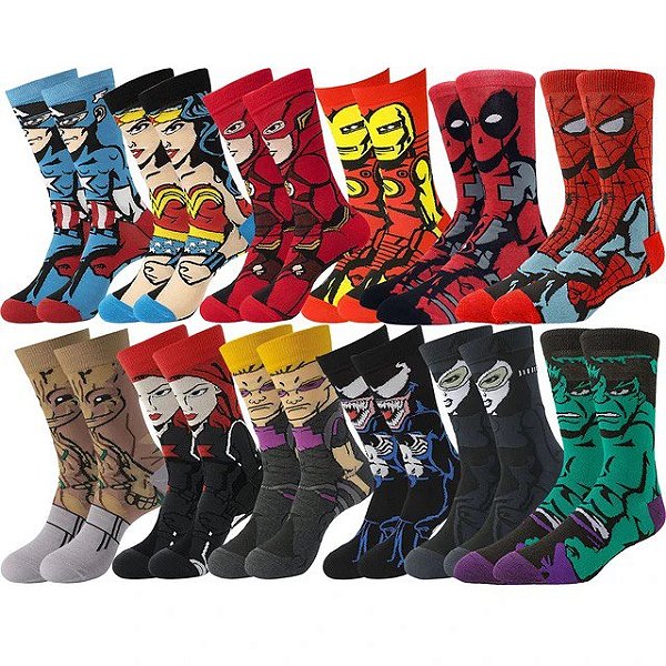 Kit 5 Pares de Meias Comics - Moda Geek