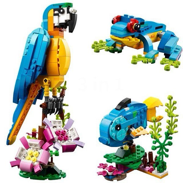Papagaio exótico Blocos de Montar Creator 3 em 1