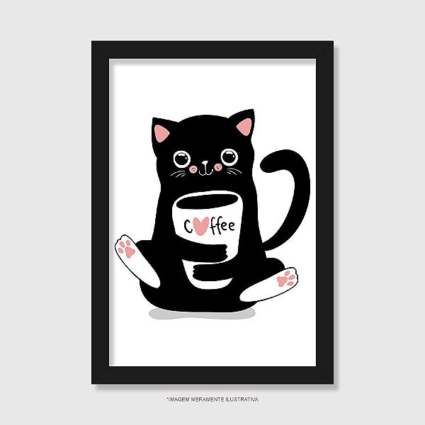 Quadro Gato Preto Café - Modelo 1