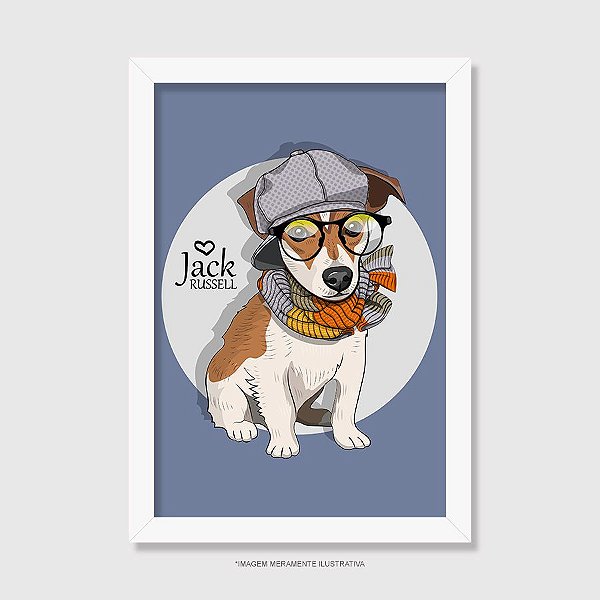 Quadro Jack Russell de Óculos e Cachecol - Modelo 4