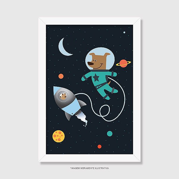 Quadro Astronauta - Cachorro e Urso no Espaço