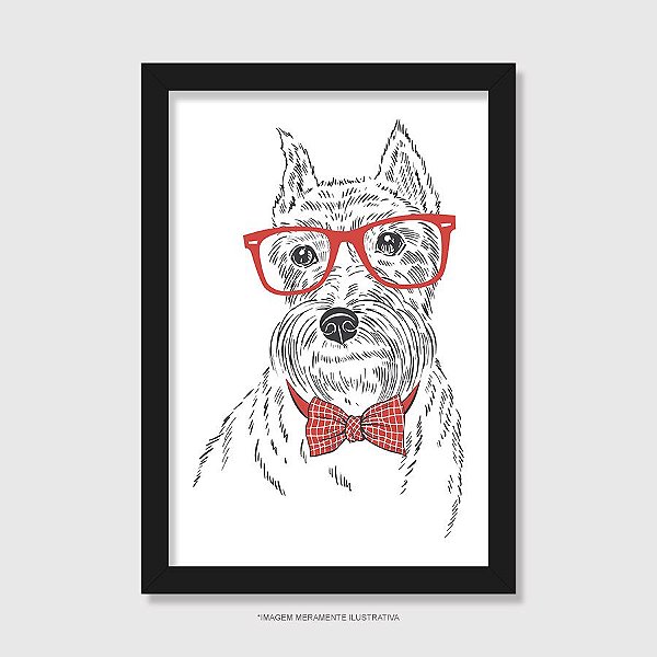 Quadro Schnauzer de Óculos e Gravatinha