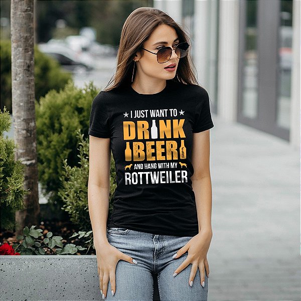 Camiseta Baby Look Cerveja e Rottweiler